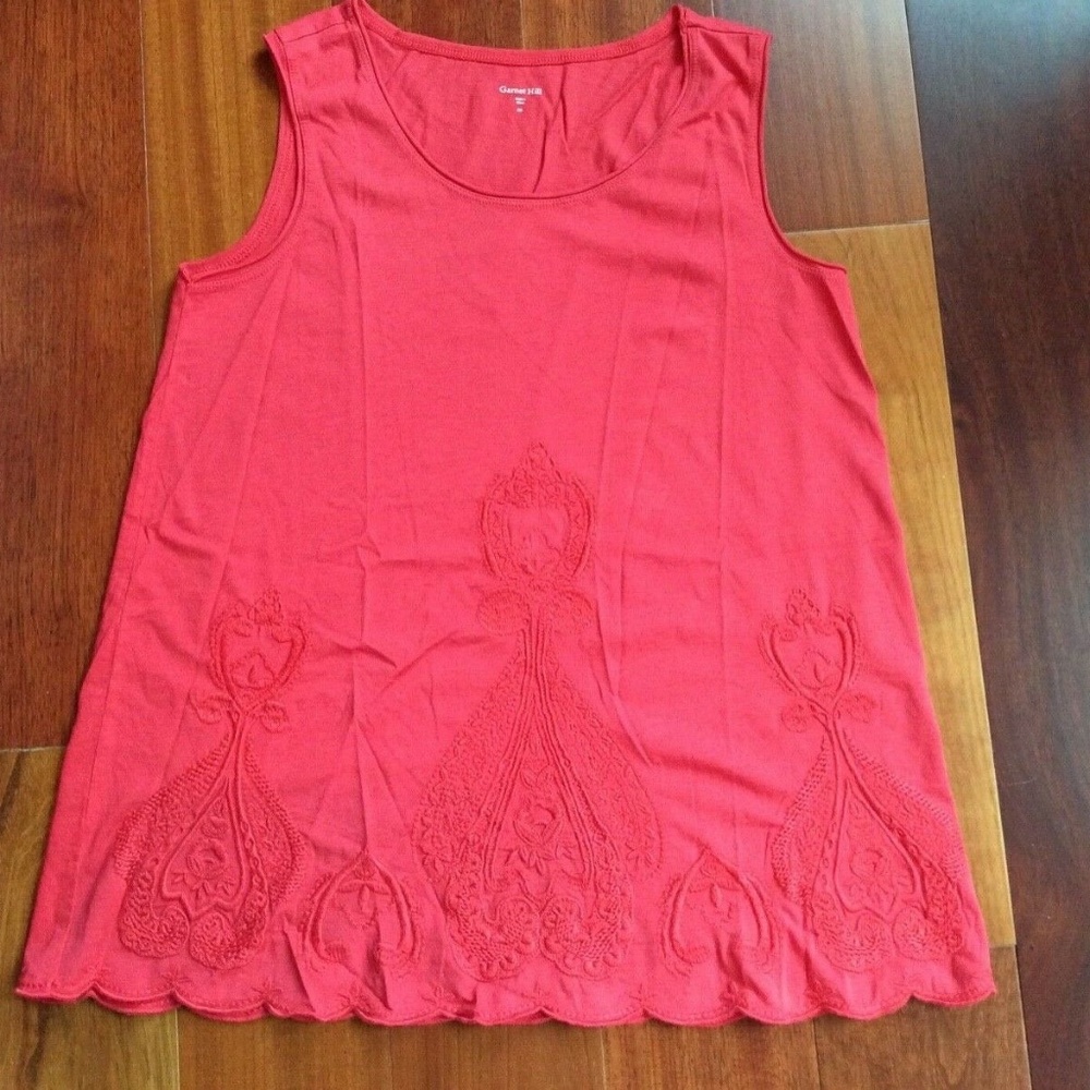New! Garnet Hill XS Embroidered Tank Sleeveless